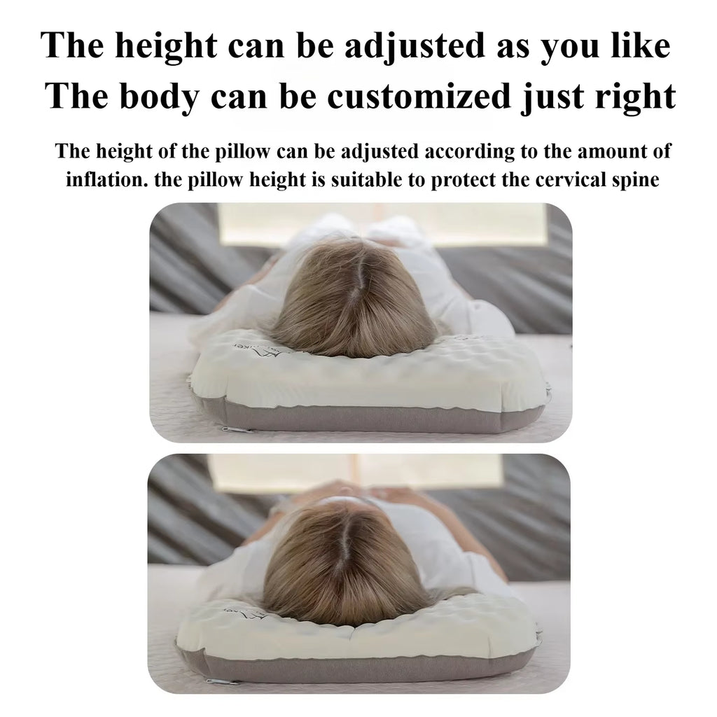 Inflatable Pillow Outdoor Camping Portable Pillow Napping Travel Pillow Storage Sleeping Artifact Ice Silk Pillow