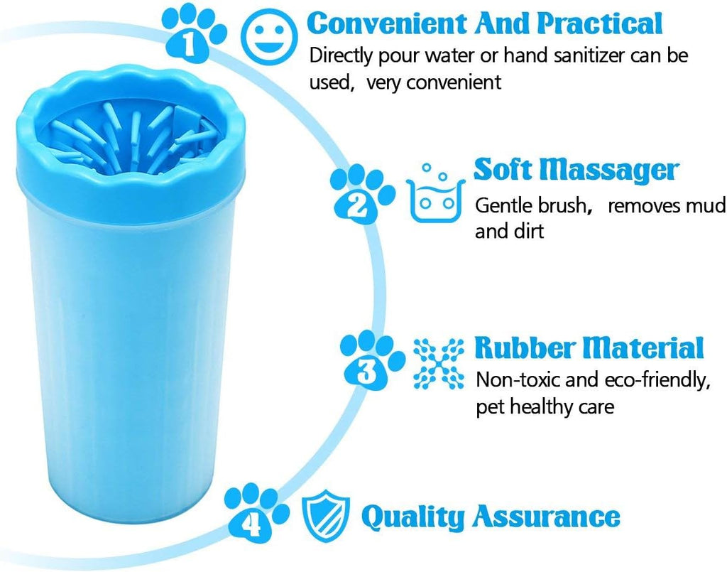 Medium Dog Paw Cleaner Cup - Portable Silicone Cleaning Tool for Cats and Small to Medium Dogs, Ideal for Removing Dirt and Mud (Blue)