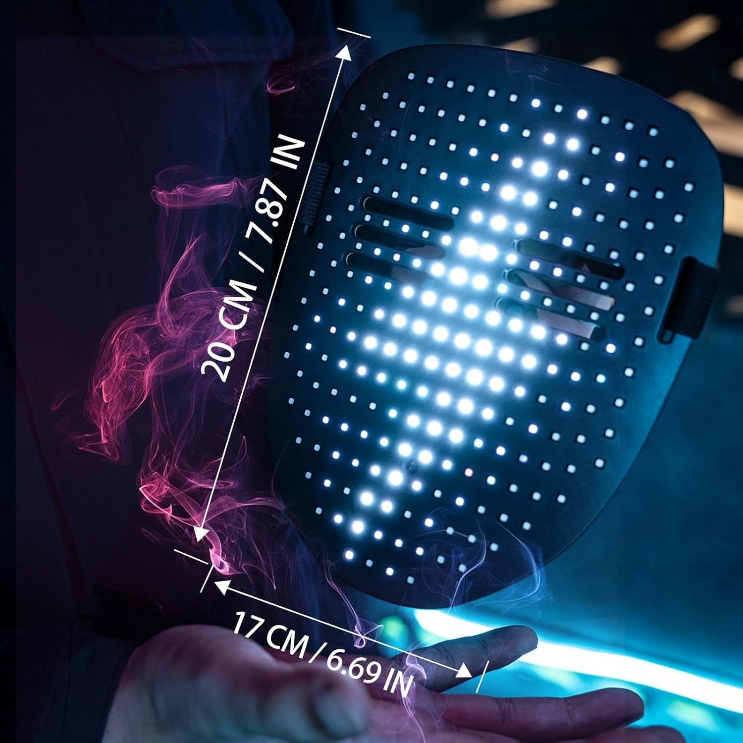 Led Mask with Gesture Sensing,Light up Mask for Kids/Men/Women LED Halloween Mas
