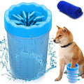 5.91" Dog Paw Cleaner, Dog Paw Washer Cup, 2 in 1 Portable Silicone Pet Cleaning Brush Feet Cleaner for Dogs Grooming with Muddy Paw,Dog Foot Cleaner for Medium Dog，With Towel (Blue)