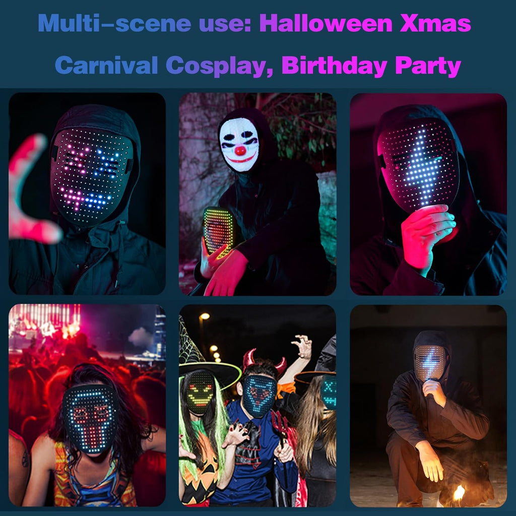Led Mask with Gesture Sensing,Light up Mask for Kids/Men/Women LED Halloween Mas