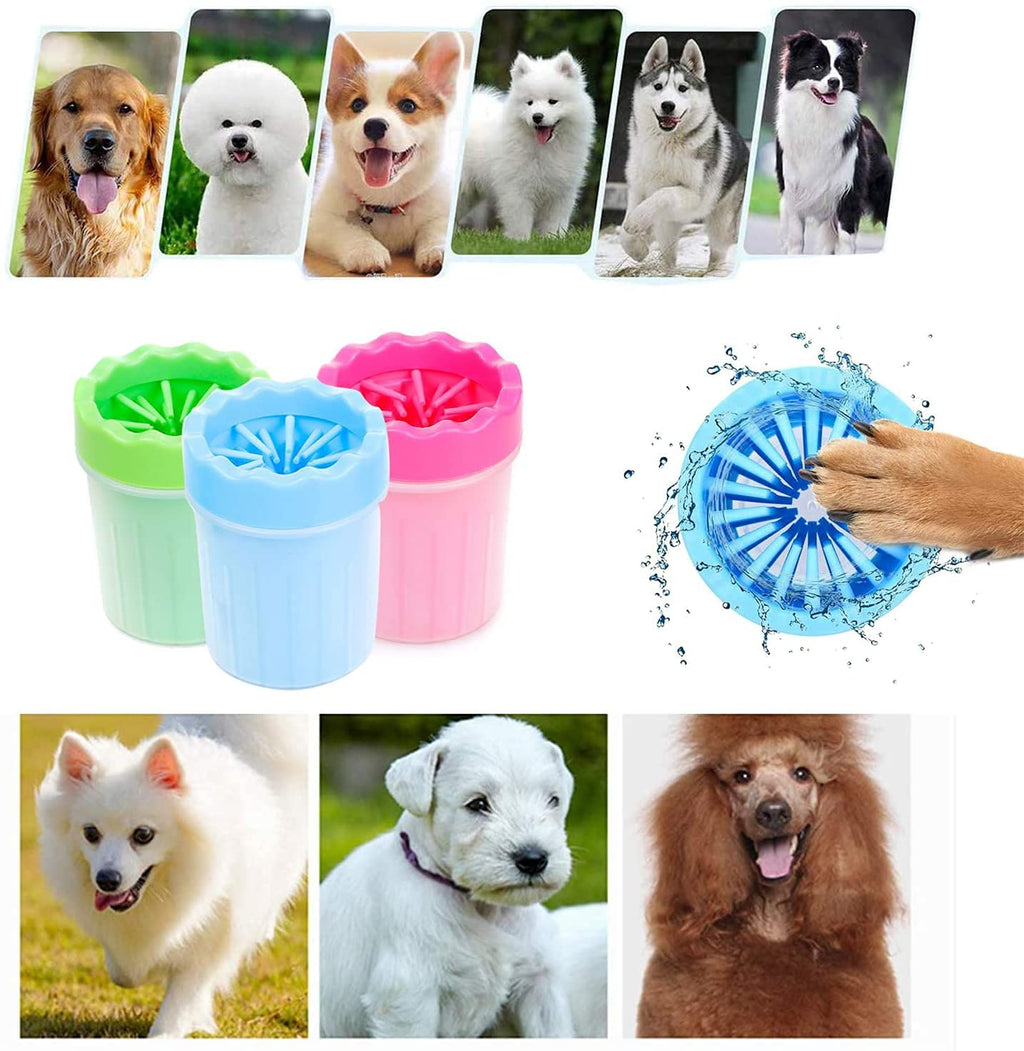 AOLDHYY Fuufome5.91" Dog Paw Cleaner, Dog Paw Washer Cup, 2 in 1 Portable Silicone Pet Cleaning Brush Feet Cleaner for Dogs Grooming with Muddy Paw,Dog Foot Cleaner for Medium Dog，With Towel (Green)