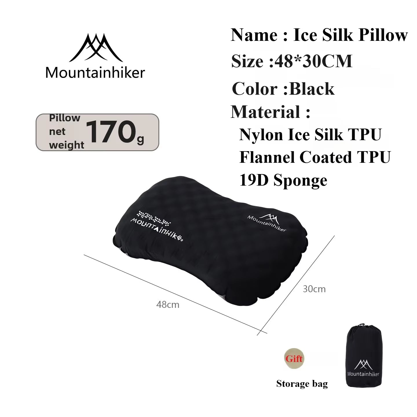 Inflatable Pillow Outdoor Camping Portable Pillow Napping Travel Pillow Storage Sleeping Artifact Ice Silk Pillow