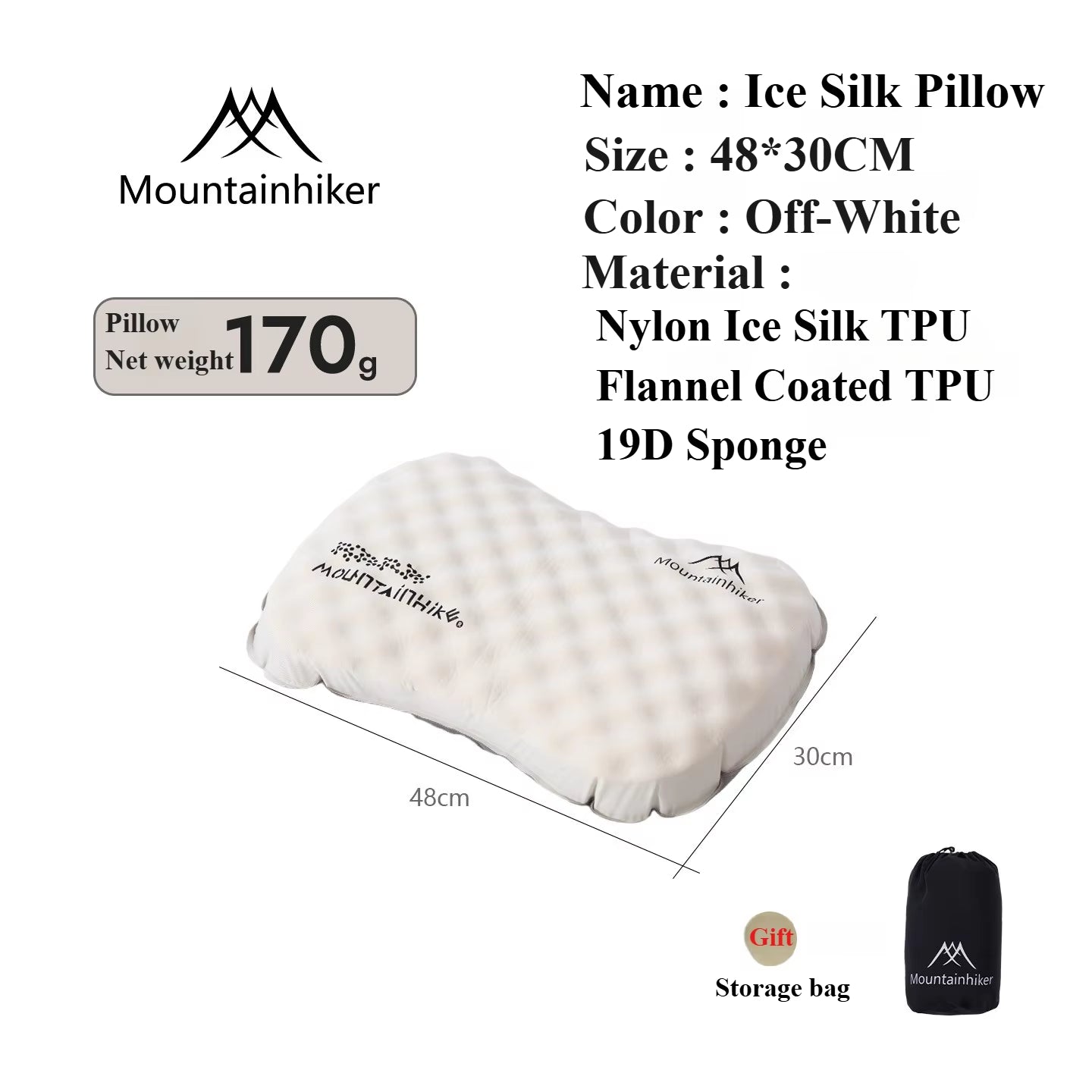 Inflatable Pillow Outdoor Camping Portable Pillow Napping Travel Pillow Storage Sleeping Artifact Ice Silk Pillow