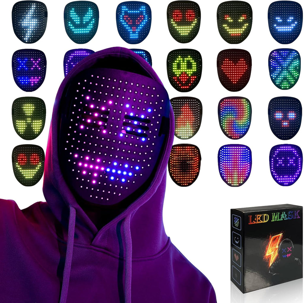 Led Mask with Gesture Sensing,Light up Mask for Kids/Men/Women LED Halloween Mas