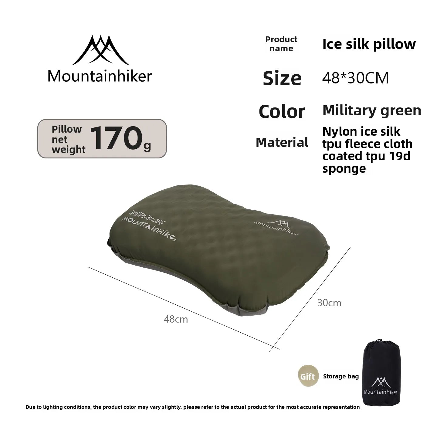 Inflatable Pillow Outdoor Camping Portable Pillow Napping Travel Pillow Storage Sleeping Artifact Ice Silk Pillow