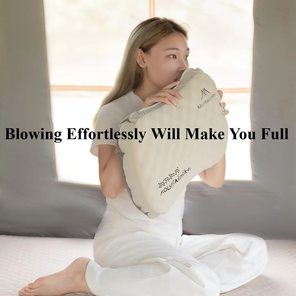 Inflatable Pillow Outdoor Camping Portable Pillow Napping Travel Pillow Storage Sleeping Artifact Ice Silk Pillow